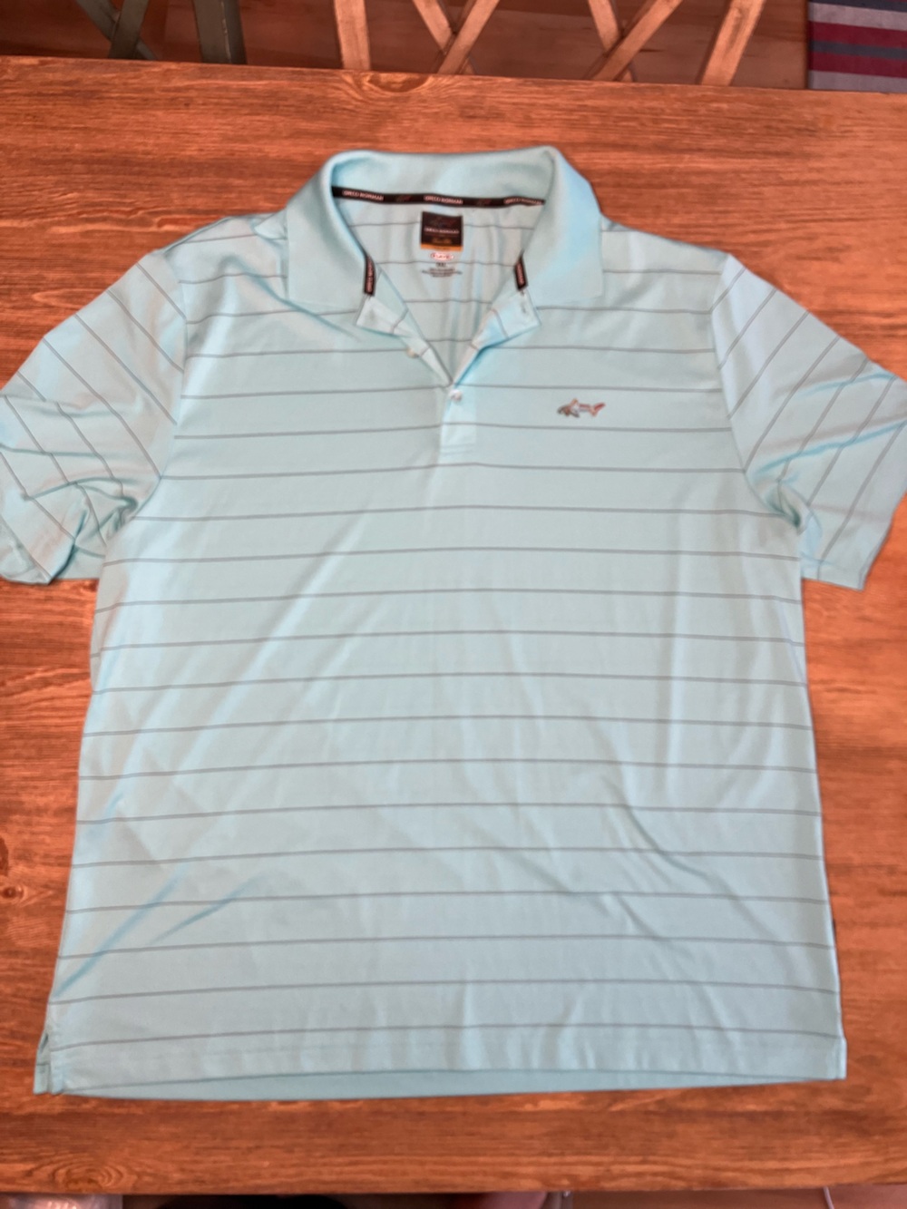 Attack Life by Greg Norman Light Teal Striped Polo Mens XXL